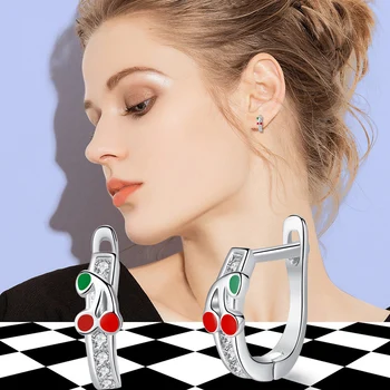 Mode Smykker Ren 925 Sterling Sølv, med Søde Røde Kirsebær Klar Krystal dråbe Øreringe til Børn Små Øreringe Gave