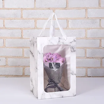 Marmor gennemsigtig Коробка для подарков jubilæum bryllup gave pose slik papir emballage blomst gaveæske пакетики для конфет