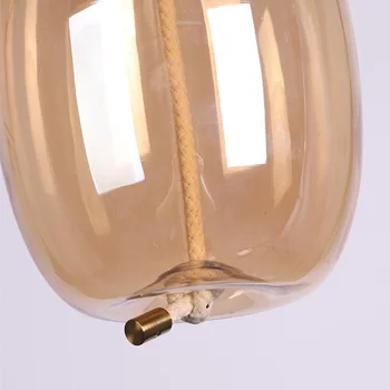 Vintage Led pendel reb lampe Amber glas Lamper industriel pendel til køkken og spisestue klart glas suspension lampe