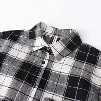 2021 Fashion Kvinder Plaid Shirt Smarte Kontrolleret Bluse Med Lange Ærmer Til Kvindelige Casual Print Shirts Løs Bomuld Toppe Blusas Forårs Nyheder