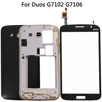 Samsung Galaxy Grand-2 II Duos G7102 G7106 Boliger Midterste ramme Batteri Back Cover+Touch Screen Digitizer Panel