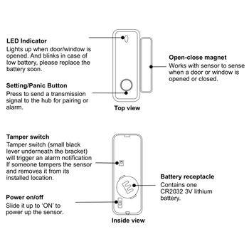 Trådløs Dør Vindue Alarm Sensor 433MHz 1527 Kode Batteriet Dør magnetiske Kontakt Sensor for WIFI GSM Alarm Systemer, sikkerhed i hjemmet
