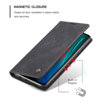 Læder taske til XiaoMi RedMi Note 8 Pro,CaseMe Retro Taske Luksus Magneti Kortholderen Wallet Cover Til RedMi Note 8