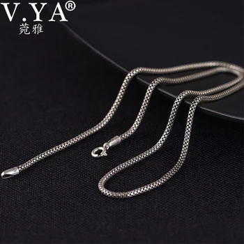 V. YA Sølv 925 Sterling Sølv Kvinder Retro Thai Sølv 2mm Tyk Væver Halskæde S925 Ægte Sølv Kæde 45cm