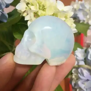 90g Naturlige Opal Håndlavet Krystal Kraniet Reiki Healing Home Decor Sten 1stk