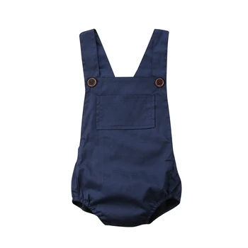 Nyfødte Spædbarn Baby Dreng Pige Lomme-Knappen Navy Blå Sparkedragt Buksedragt Udstyr Sunsuit Tøj Baby Tøj