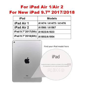 Etui Til iPad Luft, Flip Stand taske Til ipad 5 6 2017 2018 PU læder Full Case For ipad air 2 Smart Cover Til iPad Luft-1 Tilfælde