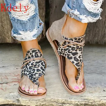 2020 Nye Kvinder Sandaler Sommer Sko med Leopard Print kvindelige Store Størrelse sko Fladskærms Kvinder Sandaler Sommer Sko Sandaler damer