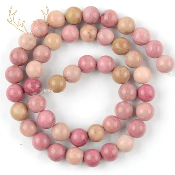 Naturlige Rhodonite Sten Rundt Løse Perler For Kvinder Smykker At Gøre Diy Armbånd Halskæde Tilbehør Engros 15