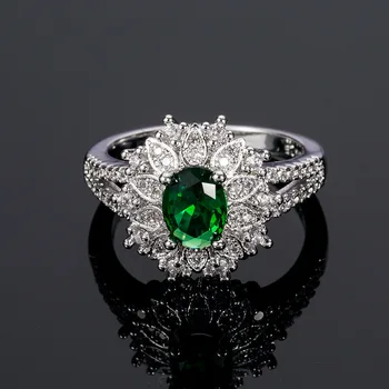 2021 luksus grøn farve Blomster 925 sterling sølv engagement ring for kvinder jubilæum gave smykker bague femme R5723