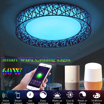 LED loftslampe Smart WIFI Moderne Lampe Soveværelse Stue Belysning 110V 220V Arbejde Med Alexa, Google Startside LED Lys