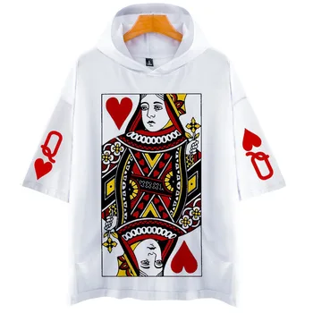Poker Kvinde T-Shirts Foråret/Efteråret Casual Tegnefilm Hætteklædte Kvinder Sexet Toppe Top Streetwear Kvinder T-Shirts Plus Size Grafiske T-Shirts