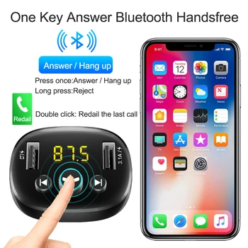 JINSERTA FM-Senderen Bil Bluetooth 5.0 FM-Radio Modulator bilsættet Dobbelt USB Bil Oplader, Håndfrit udstyr Trådløs MP3-Afspiller