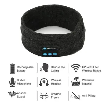 Aimitek Bluetooth Hovedtelefoner Trådløse Hovedbøjle Sports-Headset Yoga håndfri Hovedtelefoner Blød Varm Hue Smart hue med Mikrofon