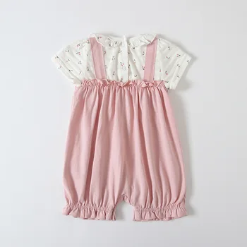 Baby Tøj Nyfødte Baby Bomuld Romper Kirsebær Print Infant Piger Buksedragt Kids Tøj Tøj pink 0-2Y