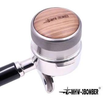 58.35 mm Valnød Træ Håndtag Pulver Hammer Justerbar Og Manipulere med Skaleret Espresso Distributør Barista Tilbehør