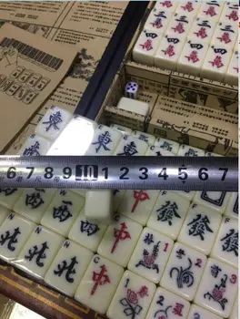 Kinesiske Smuk Mah Jong Sæt i Læder book Box*144 Fliser Fliser / Bambus