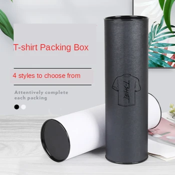 10stk T-shirt papir kan emballage gaveæske papir rør korte ærmer emballage cylinder sort og hvid valgfri