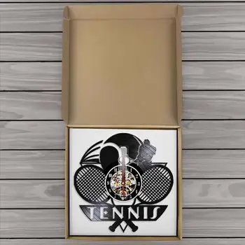 Tennis Logo Ketcher Retten Bolden Indretning Vinylplade Vægur Turnering Tennis Grand Slam-Wall Se Tennis Spillere Gave