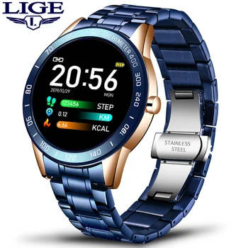 LIGE Steel Band Smart Ur Mænd puls, Blodtryk Overvåge Sport Multifunktions-Tilstand Fitness Tracker Vandtæt Smartwatch