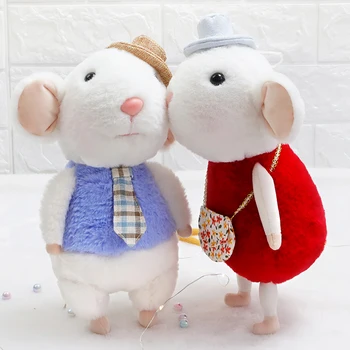 Candice guo! søde plys tegnefilm toy par rotte smuk elegant hat mus bløde udstoppet dukke kreative fødselsdag Julegave 1pc