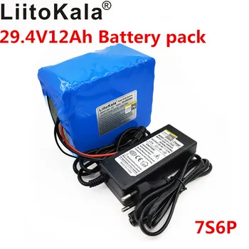 Liitokala batteri 24v 24v 12ah Lithium batteri 29.v 7s6p batteri genopladeligt lithium-ion-batteri bms s 7s med 2A oplader