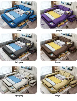 Soveværelse Møbler Tatami Bed Moderne Enkel Massage Kan tages af og Vaskes Klud Bed 1,8 m Master Multi-funktionelle Dobbeltseng