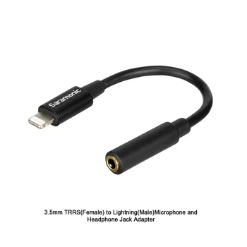 Saramonic SR-C2002 Female 3,5 mm til Apple MFi-Certificeret Lyn Mikrofon Kabel Kompatibel med iPhone, iPad, Smartphones og