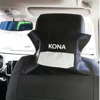 For Hyundai Kona Høj Kvalitet Læder Elegant Bil Armlæn Max Væv Plads Tilbage Tissue Box Car Interior Tilbehør