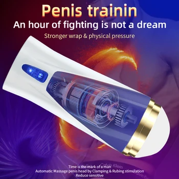 Automatisk Mandlige Masturbator Kop Smart Udtale Masturbator 3 Modes Kraftfulde Teleskop Rigtige Lomme Vagina Sexlegetøj Til Mænd