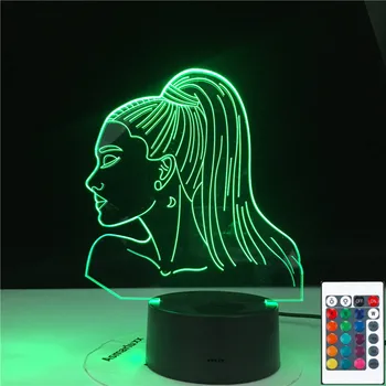 Den kendte Sanger Ariana Grande Plakat Kat Pige Fans, Gift med 16 Farver Touch Fjernbetjening 3D-Lampe Tabel Nightlight Dropship