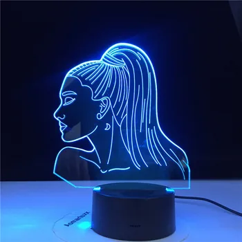 Den kendte Sanger Ariana Grande Plakat Kat Pige Fans, Gift med 16 Farver Touch Fjernbetjening 3D-Lampe Tabel Nightlight Dropship