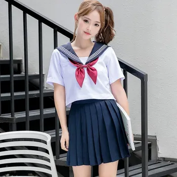 Navy Sailor School Uniform Plus Størrelse 5XL Schoolgirl ' Uniformer Nyhed Kvinder Cosplay Kostume Cheerleader Tøj