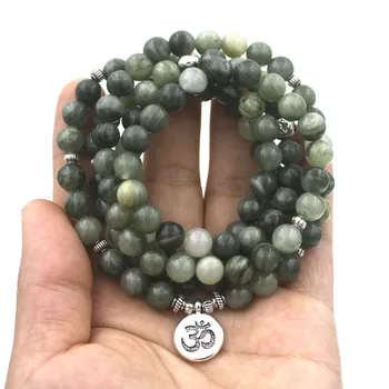 Naturlige Strå Hat Onyx Perler Armbånd 108 Yoga, Meditation, Healing, Balance Lotus Buddha Armbånd