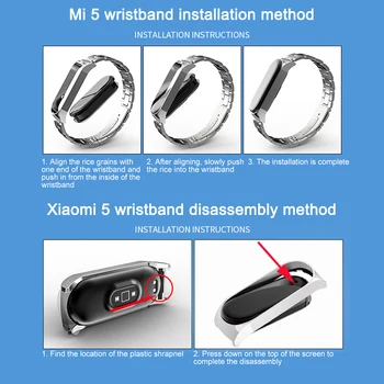 Mi Band 5 Rem Metal Rustfrit Stål Rem Til Xiaomi Mi-Band 5 Smart Armbånd Mi Band 5 Miband 5 Smart Armbånd Tilbehør