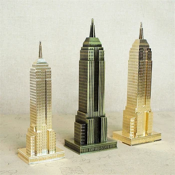 18cm/22cm Bronze Guld Empire State Building Model Statue metalplettering Souvenir-Kontor Ornamenter Gave New York Arkitektur