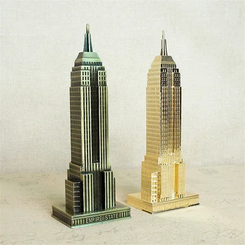 18cm/22cm Bronze Guld Empire State Building Model Statue metalplettering Souvenir-Kontor Ornamenter Gave New York Arkitektur