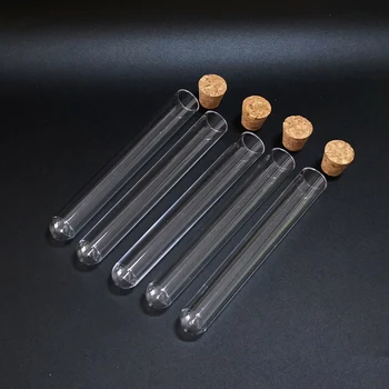 20pcs/masse 20x150mm stiv plast reagensglas med kork Prop rund bund beholder til skolen laboratorium