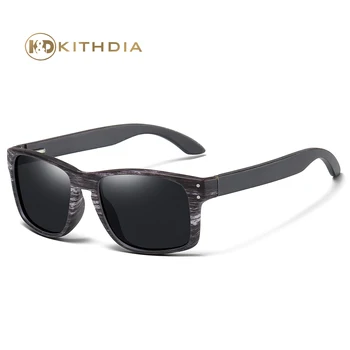Kithdia Træ-Solbriller, Polariserede Mænd Sports Solbriller Reflekterende Briller Farverige Spejl Belægning Gafas Oculos De Sol