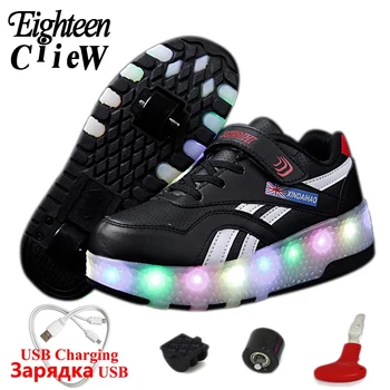 Størrelsen 28-40 USB-Opladning, Glødende Sneakers på Hjul Lysende Sneakers på Hjul til Drenge Sko med Led, Rullegardiner og Børn Led Sko