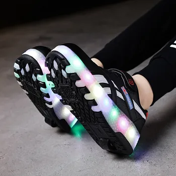 Størrelsen 28-40 USB-Opladning, Glødende Sneakers på Hjul Lysende Sneakers på Hjul til Drenge Sko med Led, Rullegardiner og Børn Led Sko