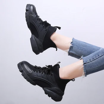2020 nye kvinder Casual Sko Mode Tyk Hæl Platform Trendy Sneakers Mærke Kvindelige Undervisere Tyk Bund shoes de mujer