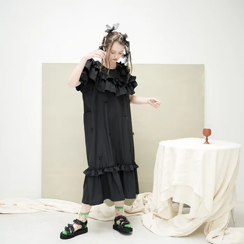 Imakokoni sort kjole oprindelige design bue Japansk vilde mid-length afsnit Xia Xin 202999