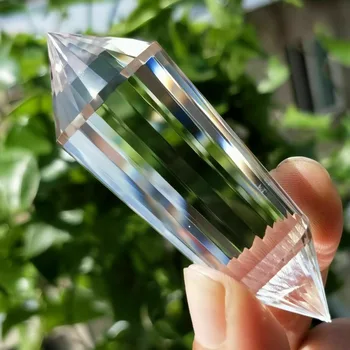 24Sided Naturlig Klar Dobbelt Afsluttet Vogel Inspireret Crystal Wand
