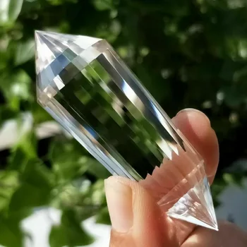 24Sided Naturlig Klar Dobbelt Afsluttet Vogel Inspireret Crystal Wand