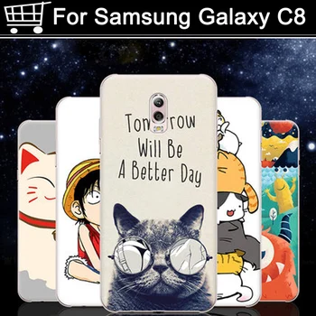Mode tegnefilm telefon etuier Til Samsung Galaxy C8 tilfælde soft TPU back cover Til Galaxy C8 C 8 shell tilfælde dække fuld capas fundas