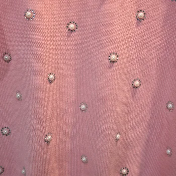 2020 Tidlige Forår Håndlavet Perle Diamant Sæt Pink kortærmet Pullover rund Hals Sweater Kvinder