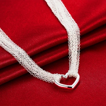 Bryllup Smykker Sæt 925 Sølv Hjerte Mulit Lag Halskæde Kæde Armbånd Til Kvinder, Mode Smykker Valentins Gaver