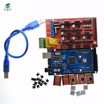 1stk Mega 2560 R3 til Arduino + 1stk RAMPER 1.4 Controller + 5pcs A4988 Stepper Driver Modul 3D-Printer kit Reprap MendelPrusa
