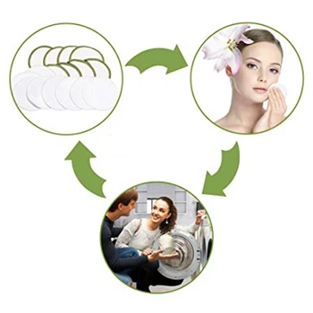 16 Sæt af Genanvendelige Makeup Remover Pad 3-Lags vaskepose Vaskbar Øko-Venligt Naturlige Bambus Bomuld Runde Velegnet til Alle Sk